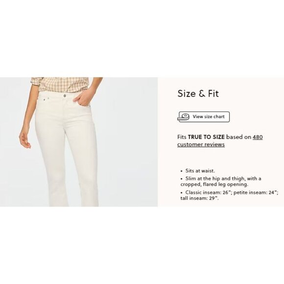 Mid-Rise Flare Crop Jeans J.Crew Womens Size 26 White Denim All-Day Stretch - Picture 11 of 11